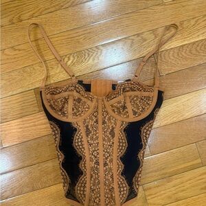 Urban Outfitters Black and Brown Lace Tank Top